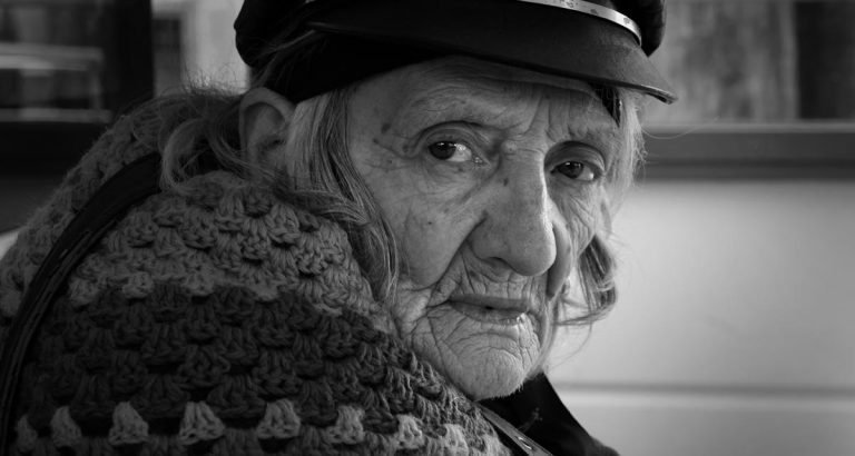 street photography black and white old woman portrait venice | PhotoActive